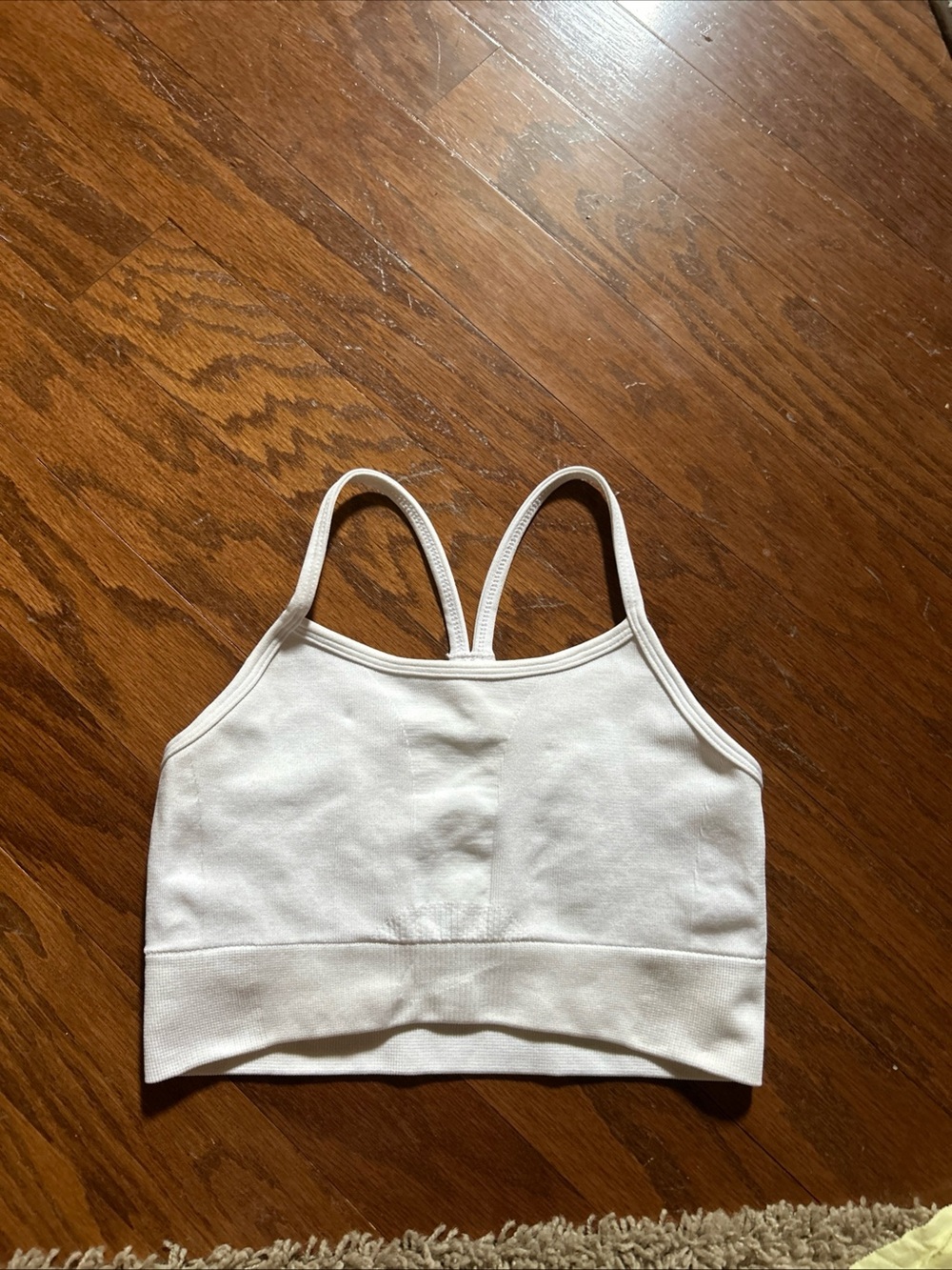Nike White Double-Strap Crop Sports Bra Top GIRLS SIZE XL